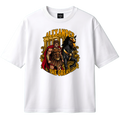 White t-shirt with Alexander the Great graphic design on a white background