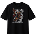 Black t-shirt with Genghis Khan graphic design on a white background